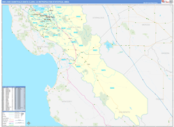San Jose-Sunnyvale-Santa Clara Metro Area Wall Map Basic Style 2024